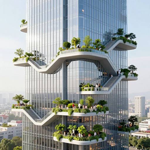 Futuristic Glass Skyscraper with Hanging Gardens