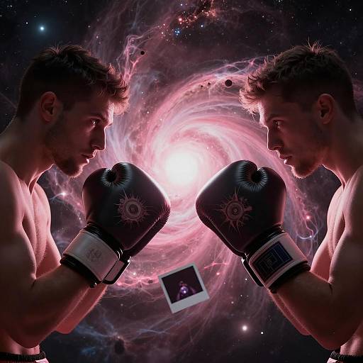 Kickboxers Facing Off in Cosmic Nebula