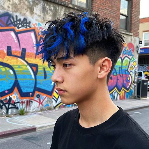 Teen Boy with Blue Highlights Portrait