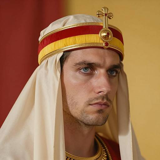 Serious Portrait with Golden Headpiece