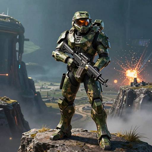 Halo ODST Soldier Alien Landscape