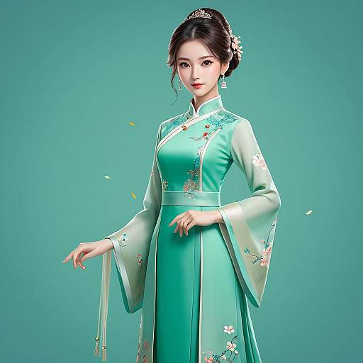 Elegant Girl in Mint Green Dress