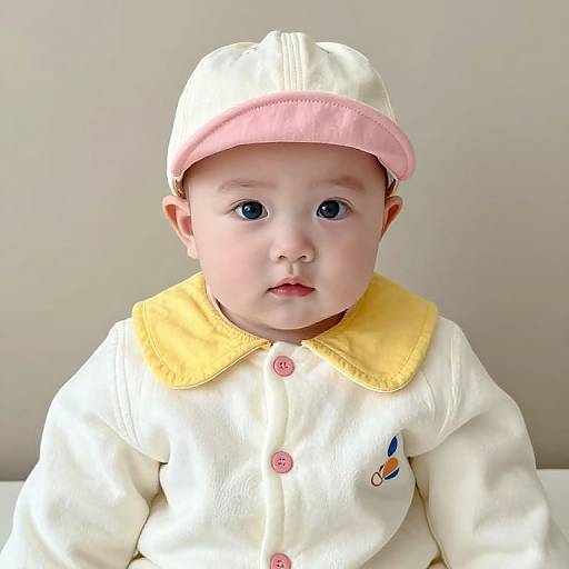 Adorable Baby Girl in White Outfit