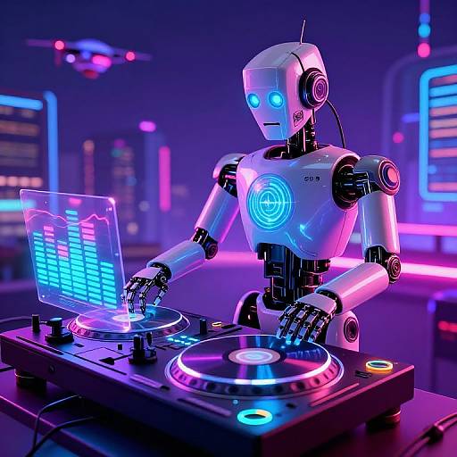 80s Retro Futurism Robot DJ
