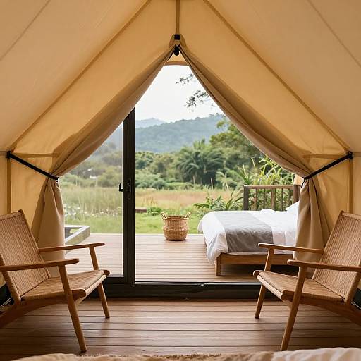 Cozy Glamping Tent Interior Scene
