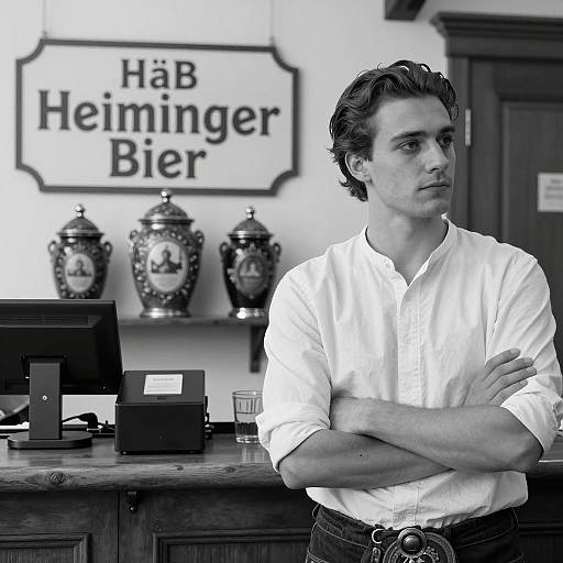 Young Man in Bar Setting Photograph