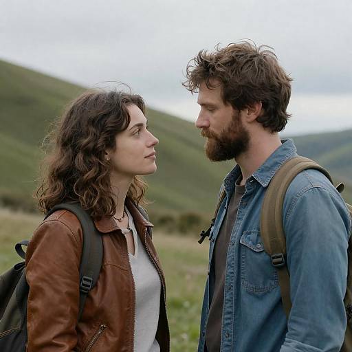 Bearded Man and Woman on Hillside
