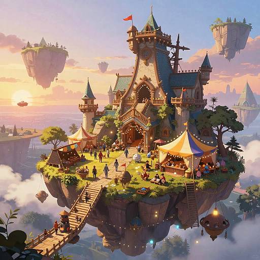 Magical Floating Island Marketplace