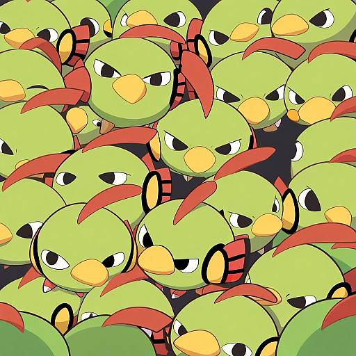 Illustration of Natu, pokemon in the style of Gomashio (goma feet)
