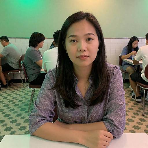 Asian Woman in Relaxed Diner Setting