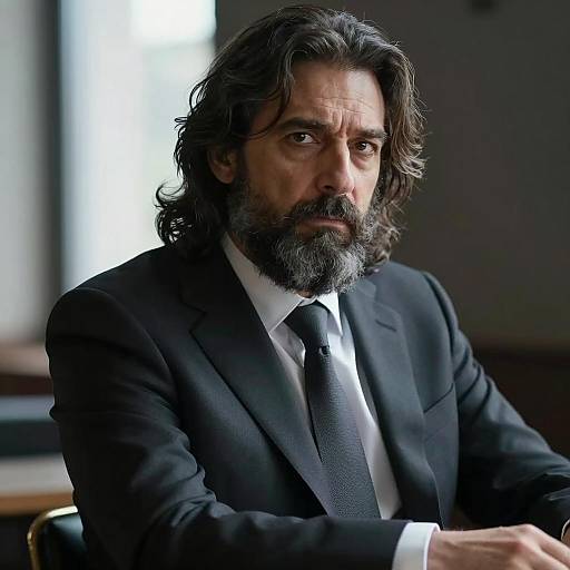 Serious Middle-Aged Man in Suit