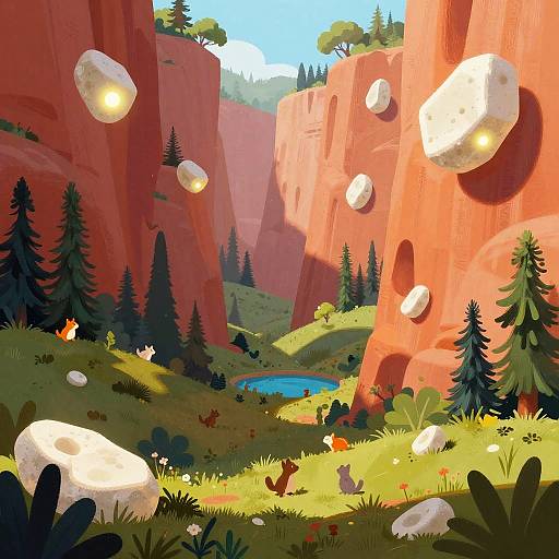 Whimsical Coral Canyon Illustration