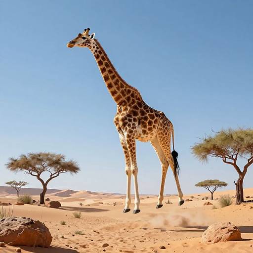 Ethereal Giraffe over Surreal Oasis