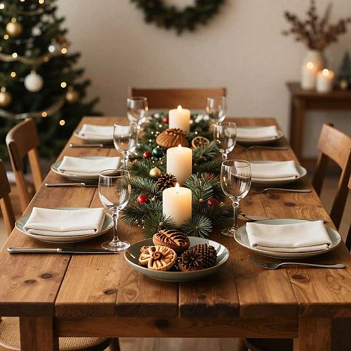 Rustic Christmas Dinner Table Setting