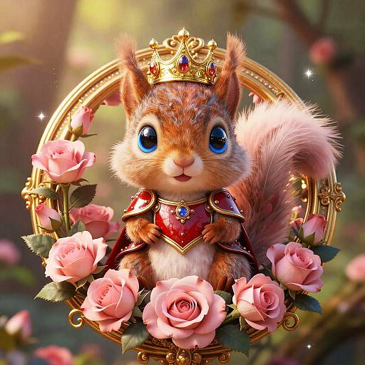 Chibi Squirrel in Baroque Medallion