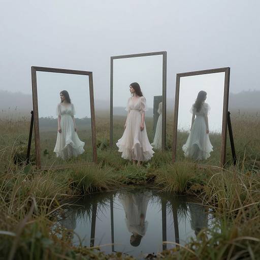 Sentient Mirrors in Misty Meadow
