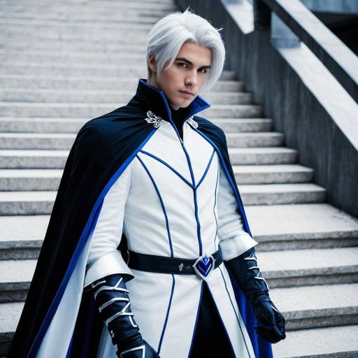 Young Male Vergil Cosplay with White Hair