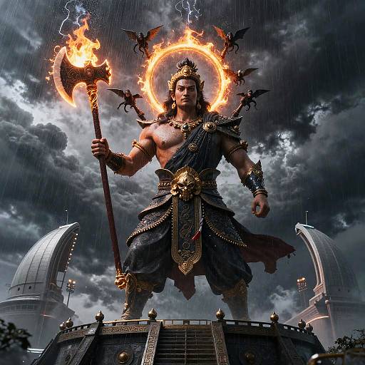 Indra, Thunder God in Celestial Storm