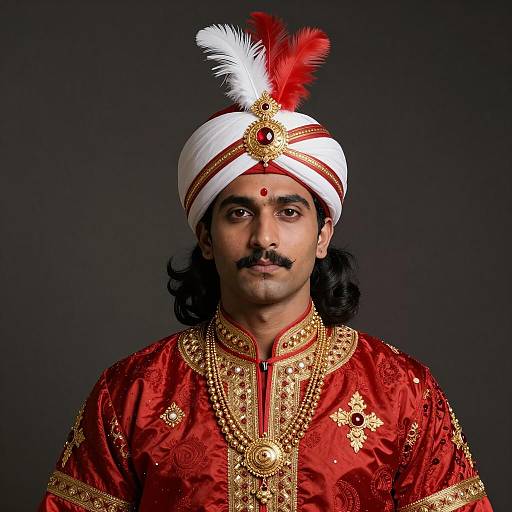 Elegant Red Indian Royal Attire Portrait