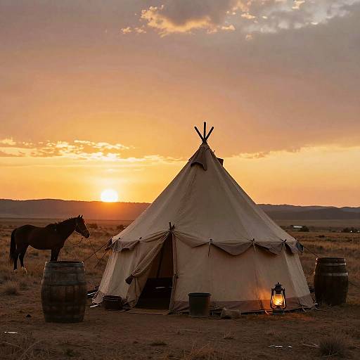 Old West Tent at Sunset