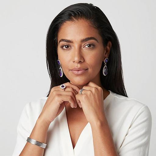 Elegant Portrait of a Woman with Gemstone Jewelry