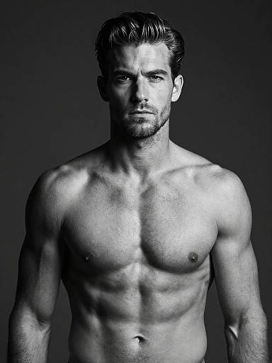 Black and White Muscular Male Portrait