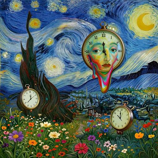 Surreal Dreamscape: Dali Meets Van Gogh
