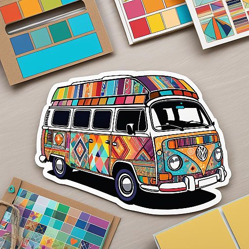 Bohemian Patchwork Camper Van Sticker Bohemian Patchwork Camper Van Sticker
