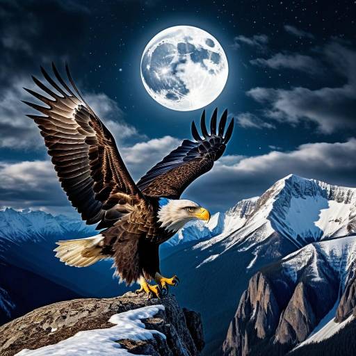 Majestic Bald Eagle Under the Moonlight Majestic Bald Eagle Under the Moonlight