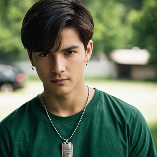 Young Man with Summer Haircut Outdoors