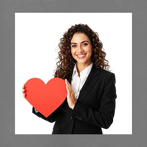 Smiling Businesswoman Holding Red Heart