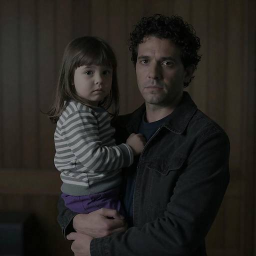 Moody Portrait of Man Holding Girl