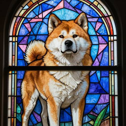 Epic Akita Stained Glass Window