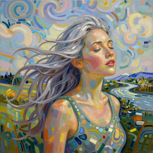 Vibrant Silver-Haired Woman Portrait