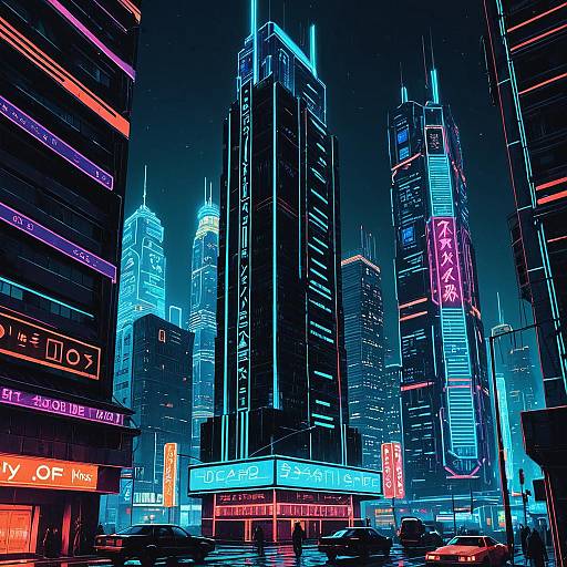 Cyberpunk Neon Skyscrapers at Night