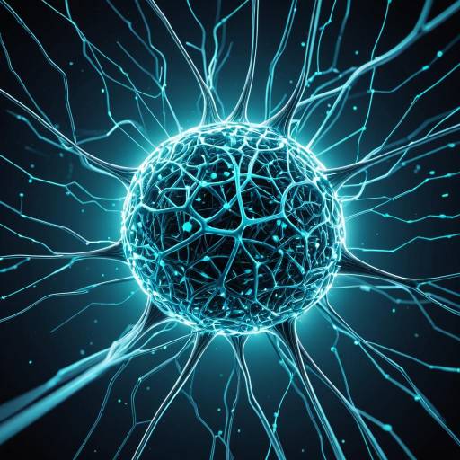 Glossy Cyan Neuron with Synapses