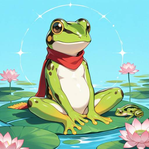 Charming Frog on a Lily Pad Charming Frog on a Lily Pad