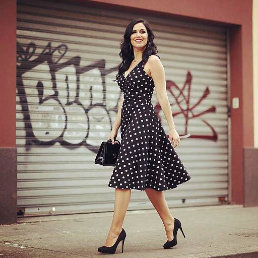 Confident Woman in Polka Dot Dress