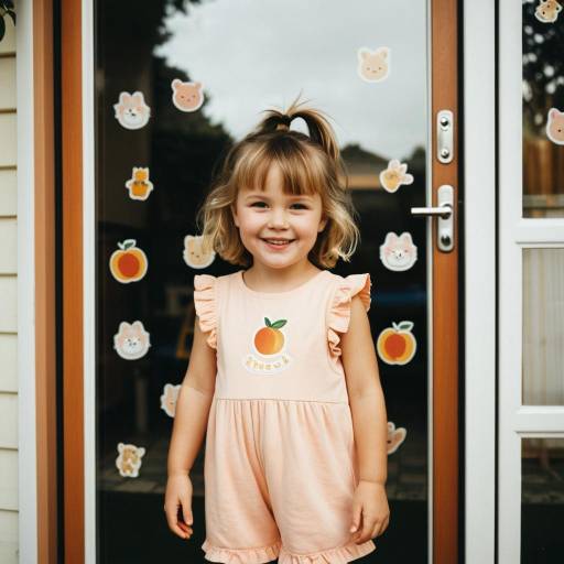 Smiling Toddler Girl in Peach Playsuit