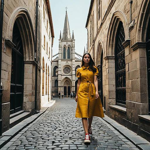 Stylish Summer Walk in a European Alley