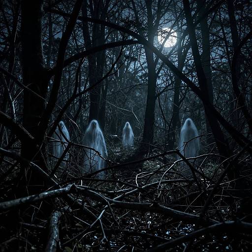 Midnight Haunted Forest Horror Scene