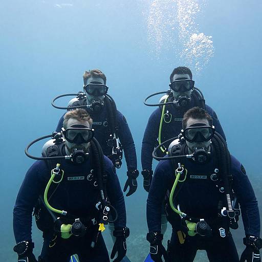 High-Tech Scuba Divers in Blue Depths