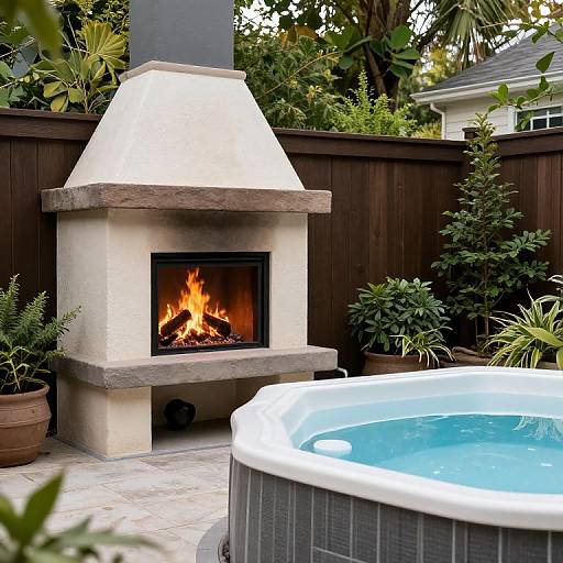 Cozy Outdoor Fireplace and Spa