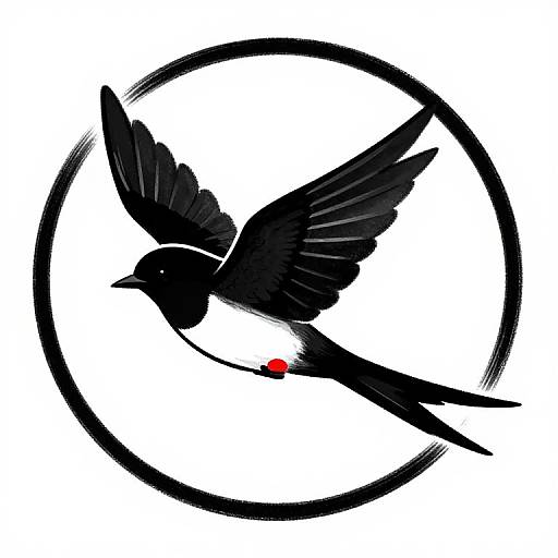 Minimalist Black-and-White Bird Flight