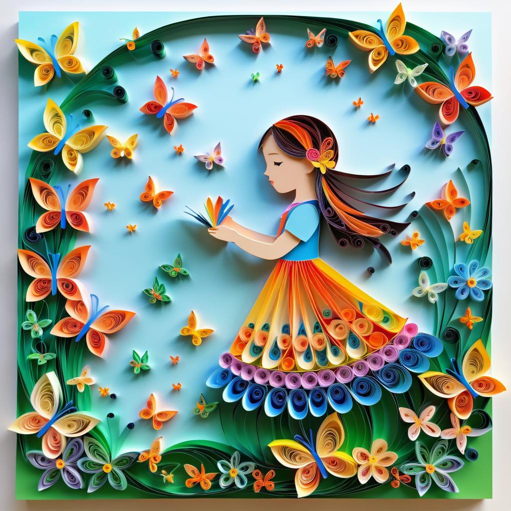 Whimsical Paper Quilling of a Joyful Girl