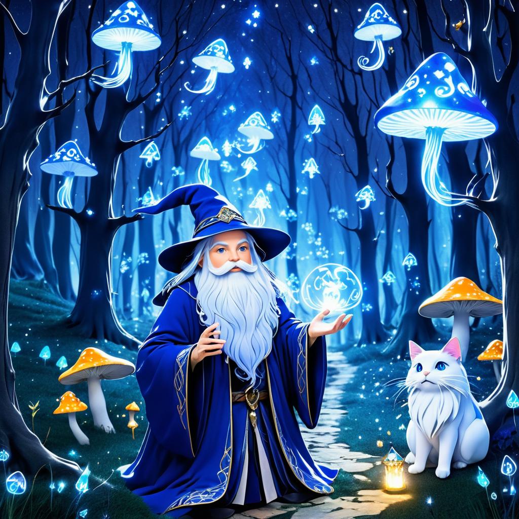 Enchanted Wizard with Mischievous Cat