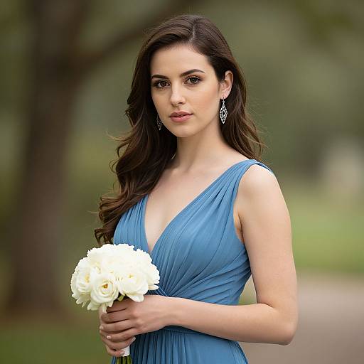 Photorealistic Bride in Dusty Blue Dress