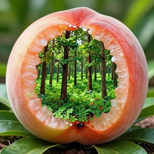 Peach Harboring a Miniature Forest