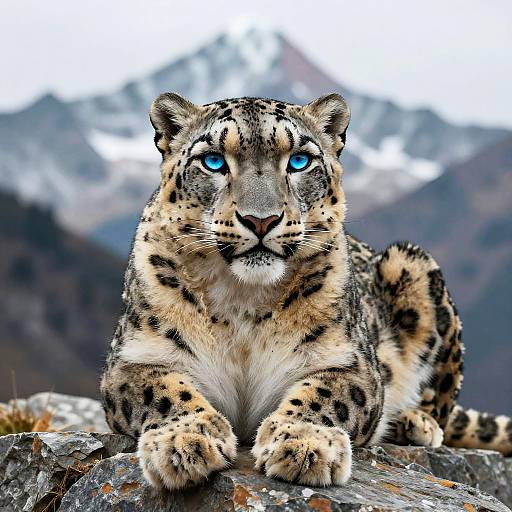 Regal Snow Leopard on Mountain Peak