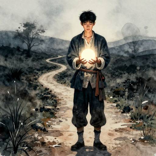 Watercolor Fashion with Glowing Orb